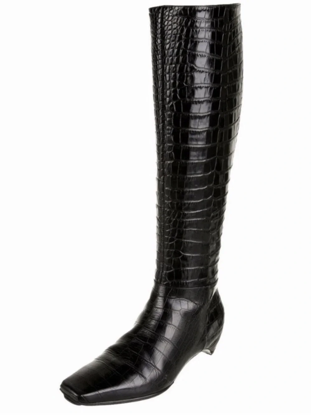 Dior Black Faux-Crocodile Knee Boot